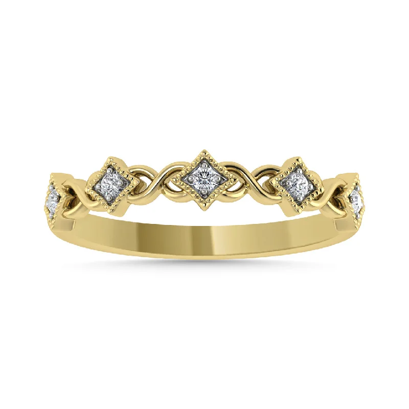 Ladies rings glossy finish styles-10K Yellow Gold Diamond 1/10 CTW Anniversary Band